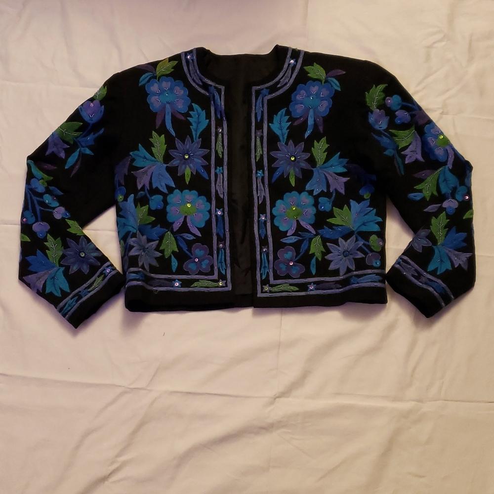 Handmade embroidered Ecuador wool Jacket